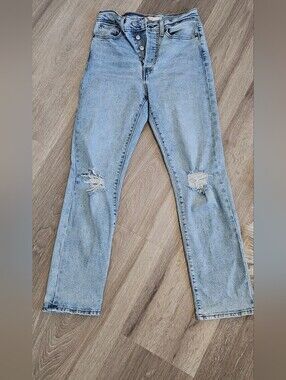 Levi's Light Blue Straight Leg Jeans with Knee Rips